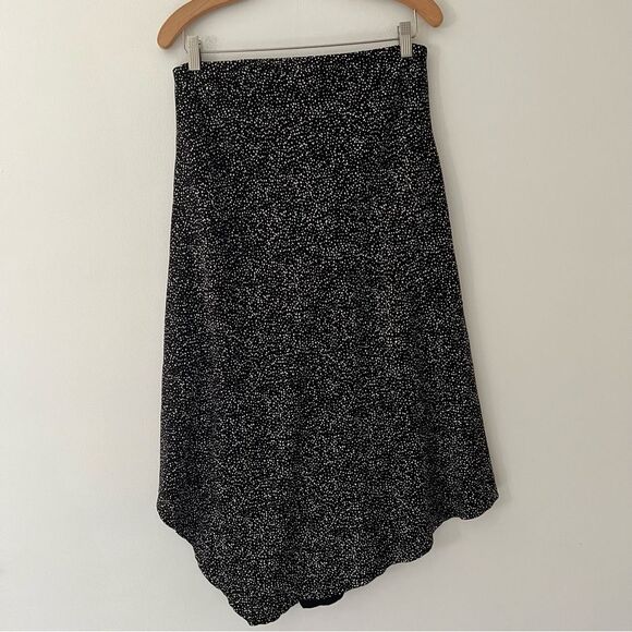 Lysse Skirt Ponte Stretch Pull On Asymmetrical Hem Dot Black Size Large - Picture 4 of 9